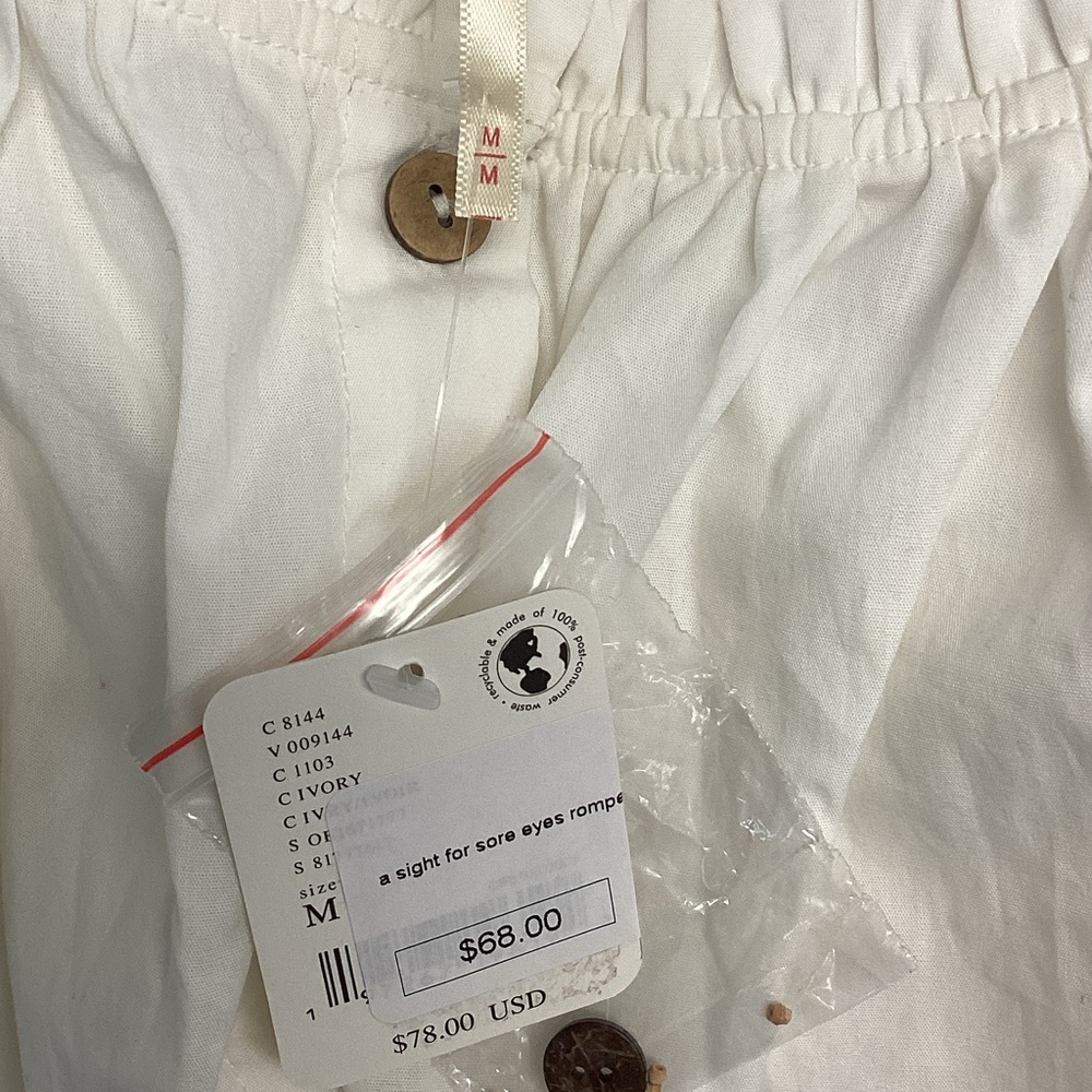 Free People Cream  Puff Sleeve Romper - Picture 2 of 2